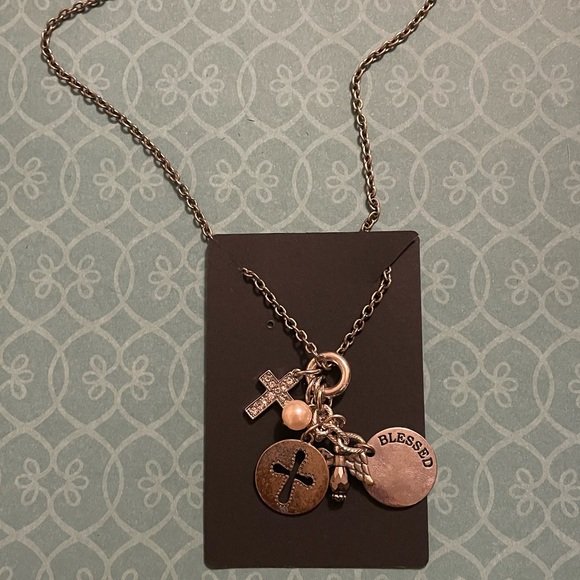 Silver faith necklace Costume silver necklace with multiple faith charms - Picture 2 of 2